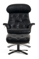 Black Leather Lounge Chair & Ottoman | OROA Modern Nowak