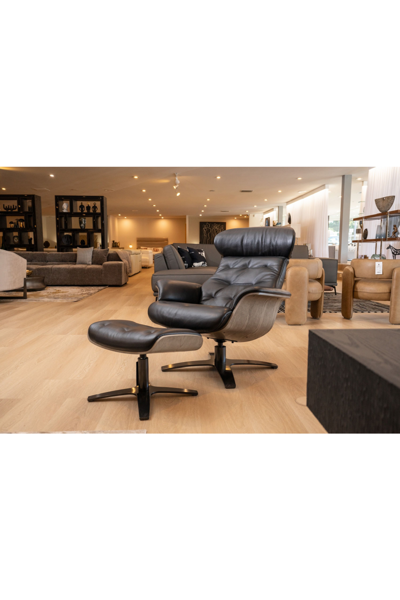 Black Leather Lounge Chair & Ottoman | OROA Modern Nowak | Oroatrade.com