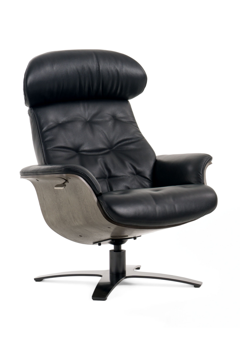 Black Leather Lounge Chair & Ottoman | OROA Modern Nowak | Oroatrade.com