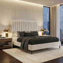 White Velvet Pleated Bed | OROA Modern Hemlock