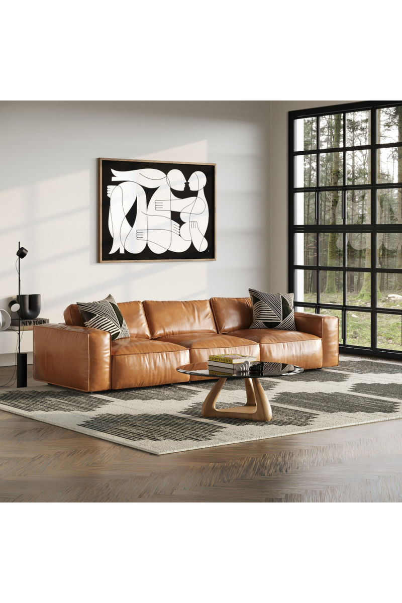 Brown Leather 3-Piece Sofa | OROA Modern Cambria | Oroatrade.com