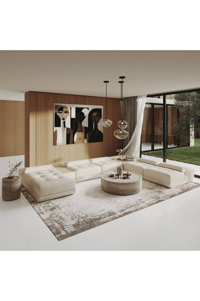 White Leather 7-Piece Modular Sofa | OROA Modern Garfield | Oroatrade.com