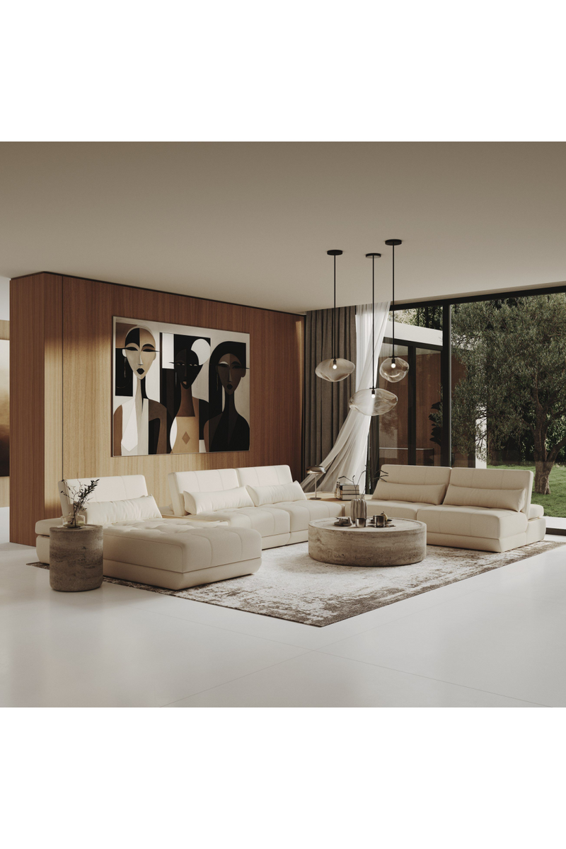 White Leather 7-Piece Modular Sofa | OROA Modern Garfield | Oroatrade.com