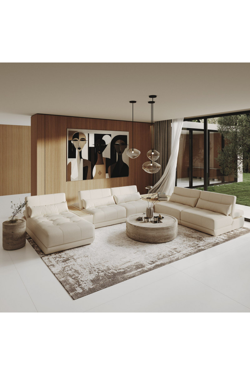 White Leather 7-Piece Modular Sofa | OROA Modern Garfield | Oroatrade.com