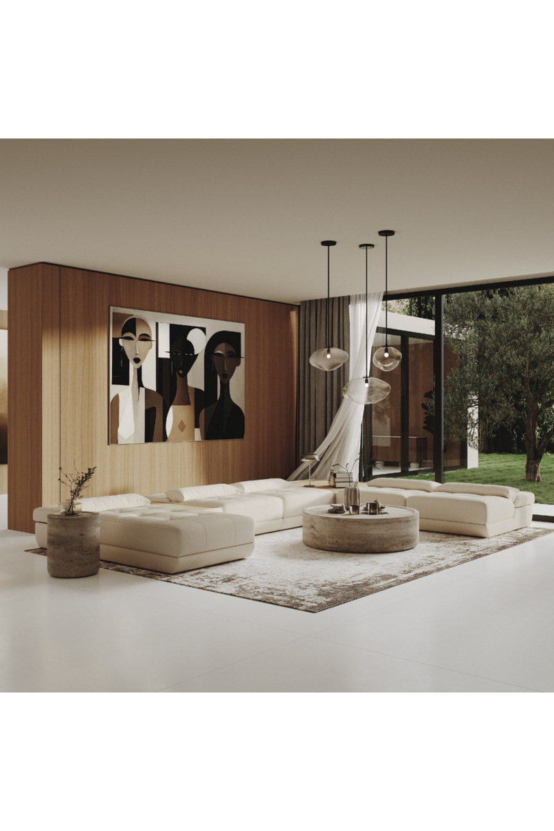 White Leather 7-Piece Modular Sofa | OROA Modern Garfield | Oroatrade.com