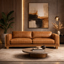 Tan Leather Wicker Sofa | OROA Modern Danson