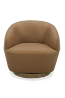 Tan Leather Swivel Accent Chair | OROA Modern Agatha | Oroatrade.com