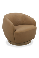 Tan Leather Swivel Accent Chair | OROA Modern Agatha | Oroatrade.com
