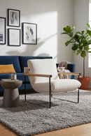 Wood-Armed Beige Accent Chair | OROA Modern Moorcroft | Oroatrade.com