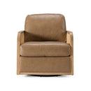 Tan Leather Wicker Swivel Chair | OROA Modern Danson