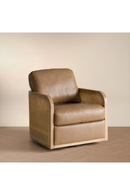 Tan Leather Wicker Swivel Chair | OROA Modern Danson | Oroatrade.com