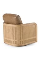 Tan Leather Wicker Swivel Chair | OROA Modern Danson | Oroatrade.com