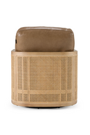 Tan Leather Wicker Swivel Chair | OROA Modern Danson | Oroatrade.com