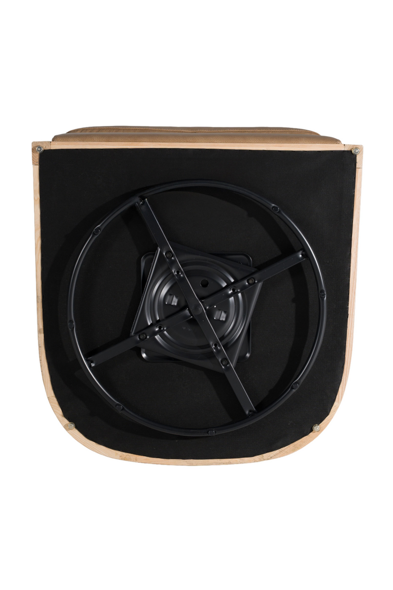 Tan Leather Wicker Swivel Chair | OROA Modern Danson | Oroatrade.com