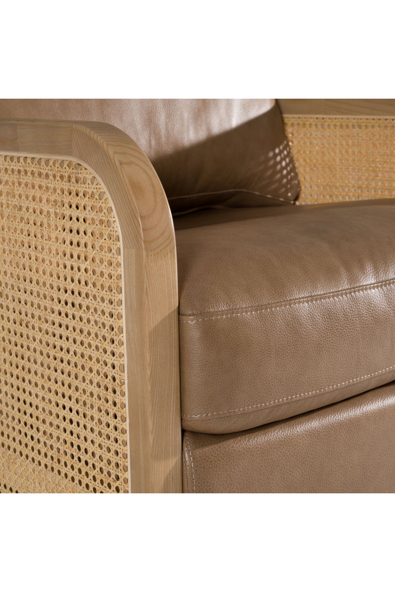 Tan Leather Wicker Swivel Chair | OROA Modern Danson | Oroatrade.com