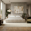 Channel-Tufted Cream Bed | OROA Modern Lamont