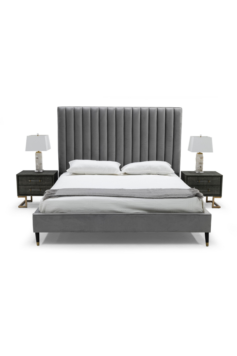 Gray Velvet Channel-Tufted Bed | OROA Modern Hemlock | Oroatrade.com