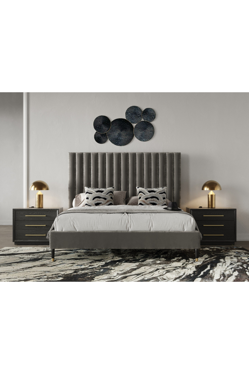 Gray Velvet Channel-Tufted Bed | OROA Modern Hemlock | Oroatrade.com