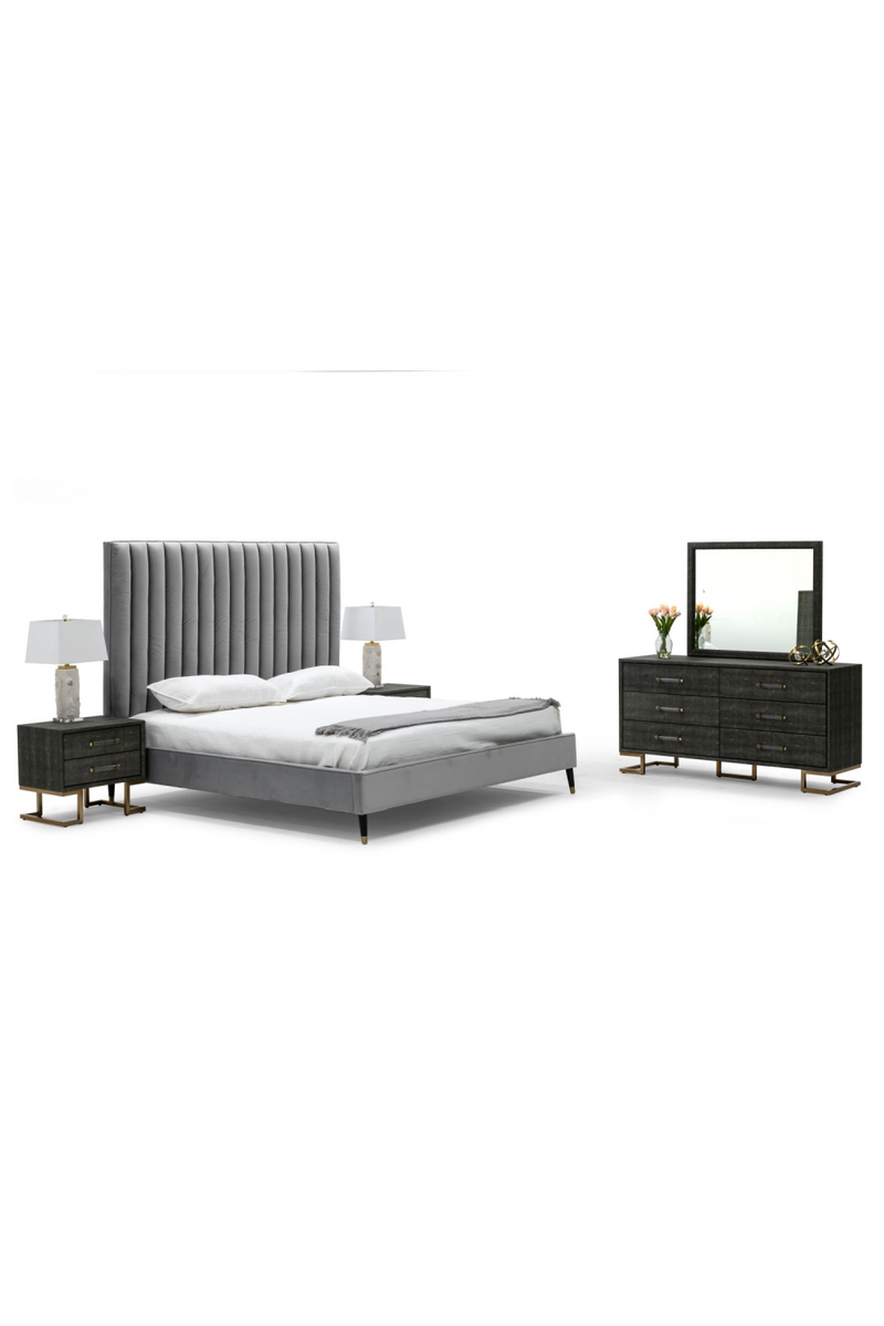 Gray Velvet Channel-Tufted Bed | OROA Modern Hemlock | Oroatrade.com