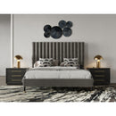 Gray Velvet Channel-Tufted Bed | OROA Modern Hemlock