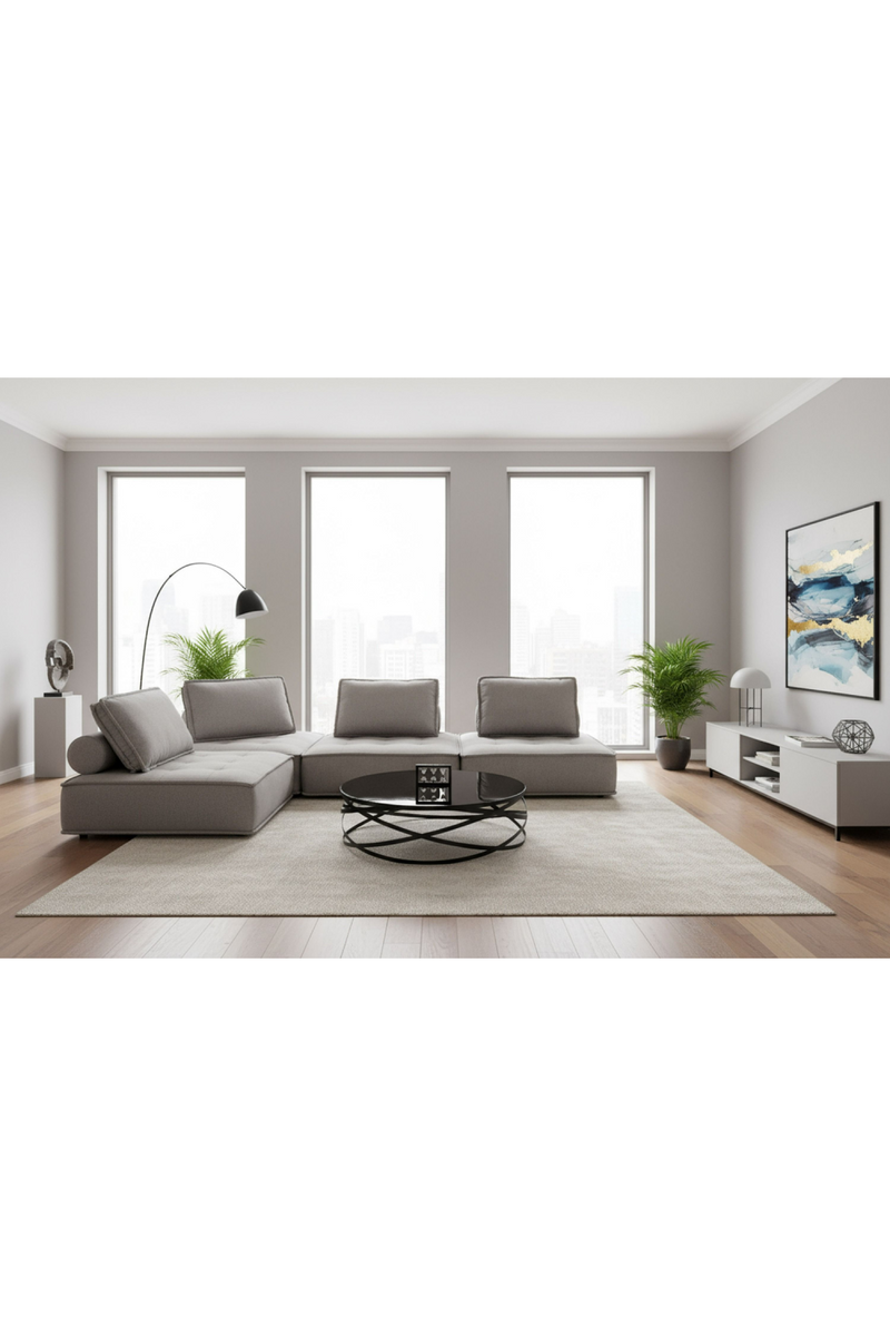 Gray Fabric 4-Piece Sectional Sofa | OROA Modern Nolden | Oroatrade.com