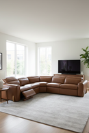 Brown Leather Sectional Recliner Sofa | OROA Modern Conrad | Oroatrade.com