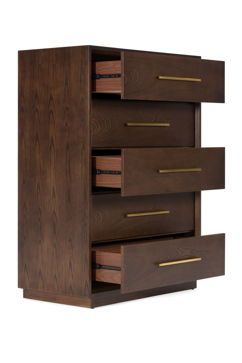 Brown Oak 5-Drawer Chest | OROA Modern Manhattan | Oroatrade.com