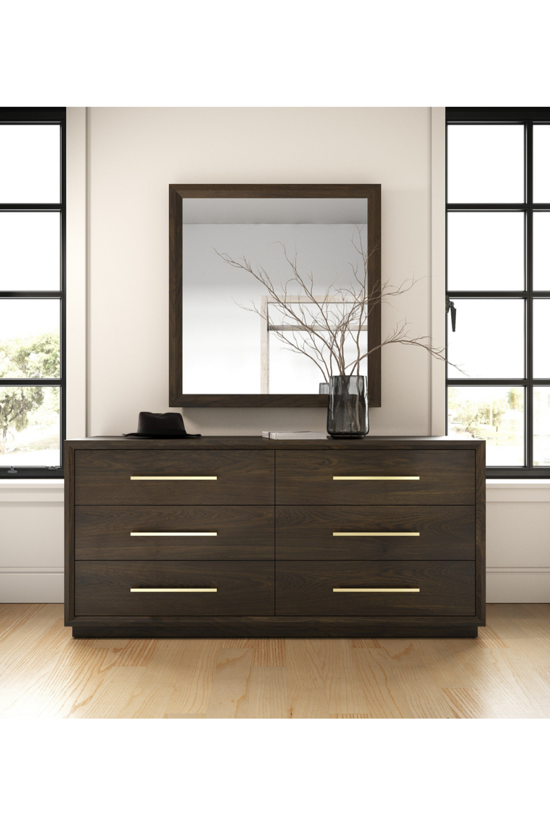 Brown Oak 6-Drawer Dresser | OROA Modern Manhattan | Oroatrade.com
