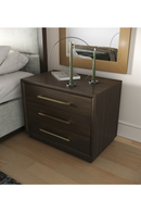 Brown Oak 3-Drawer Nightstand | OROA Modern Manhattan | Oroatrade.com