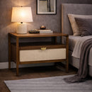 Natural Burlap Nightstand | OROA Modern Emilio