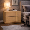 Warm Oak 2-Drawer Nightstand | OROA Modern Berlin