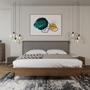 Gray Channeled Headboard Bed | OROA Modern Metcalf