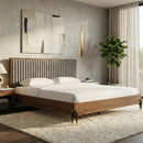 Gray Channeled Headboard Bed | OROA Modern Metcalf