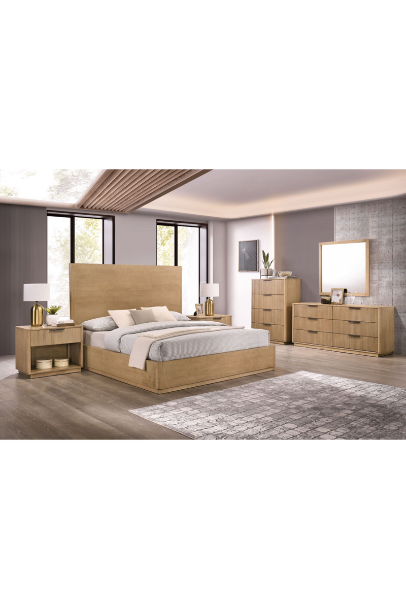 Reeded Wood 1-Drawer Nightstand | OROA Modern Santa Monica | Oroatrade.com