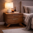 2-Drawer Walnut Nightstand | OROA Modern Soria