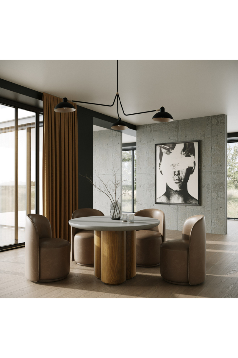 Walnut Base Round Dining Table | OROA Modern Bateman | Oroatrade.com