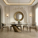 Hospitality furniture - Brushed Brass Tilted Dining Table - www.oroatrade.com
