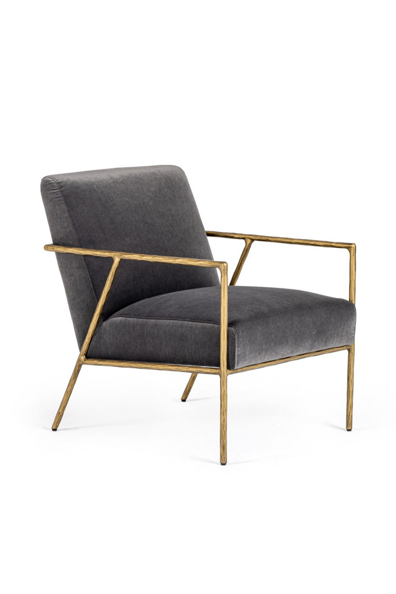 Gold-Framed Gray Velvet Accent Chair | OROA Modern Gibbons | Oroatrade.com