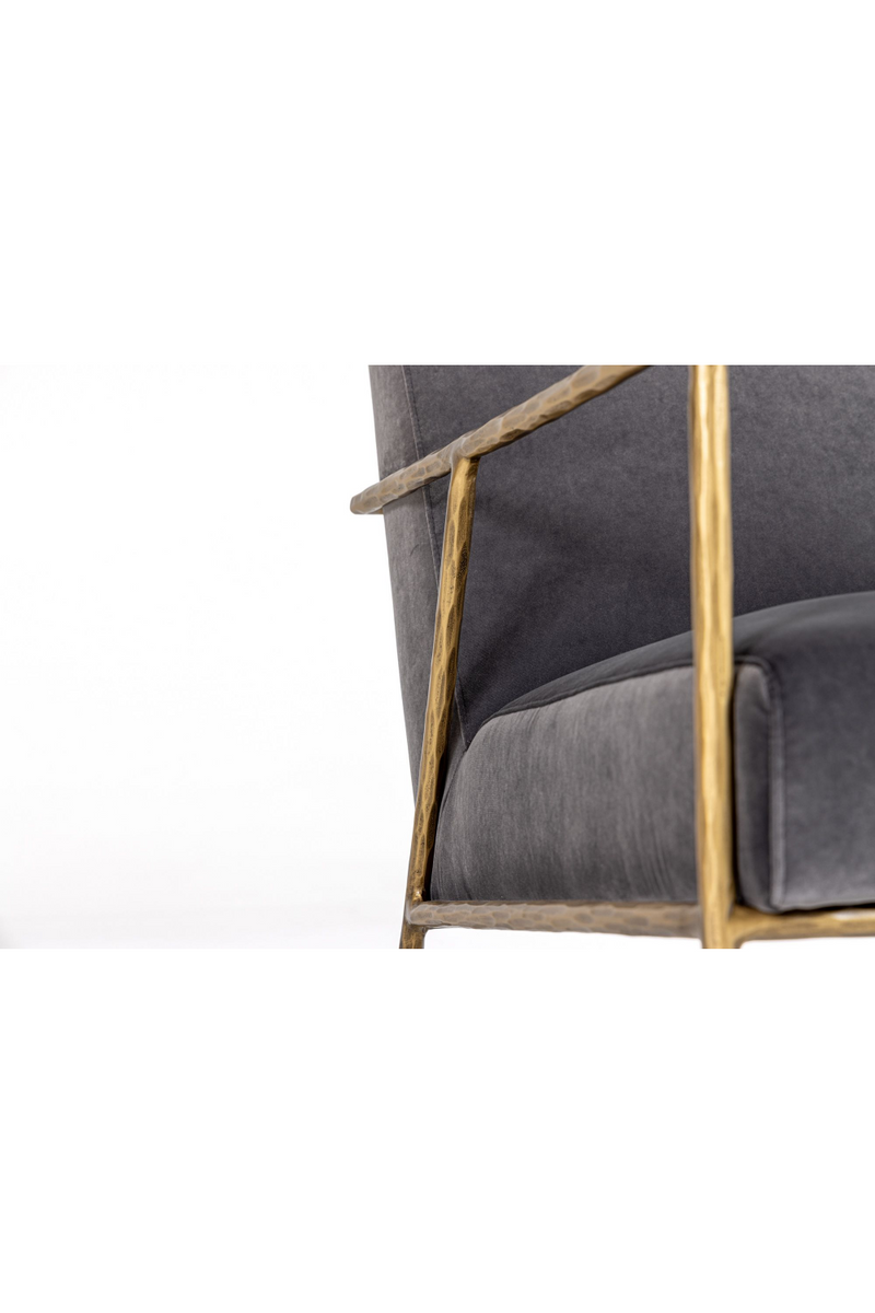 Gold-Framed Gray Velvet Accent Chair | OROA Modern Gibbons | Oroatrade.com