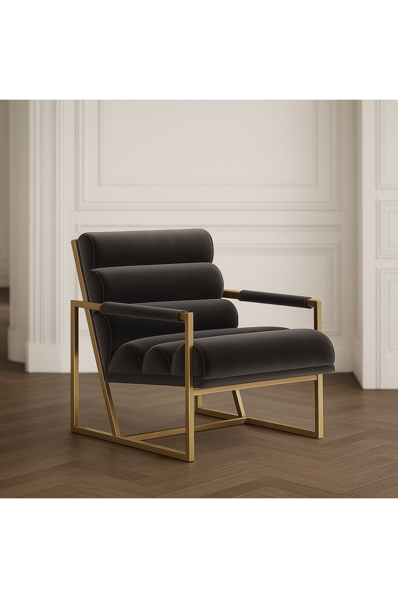 Gray Velvet Lounge Chair | OROA Modern Anton | Oroatrade.com