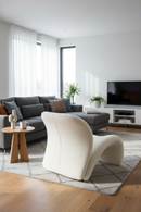 White Vegan Leather Curved Accent Chair | OROA Modern Donovan | Oroatrade.com