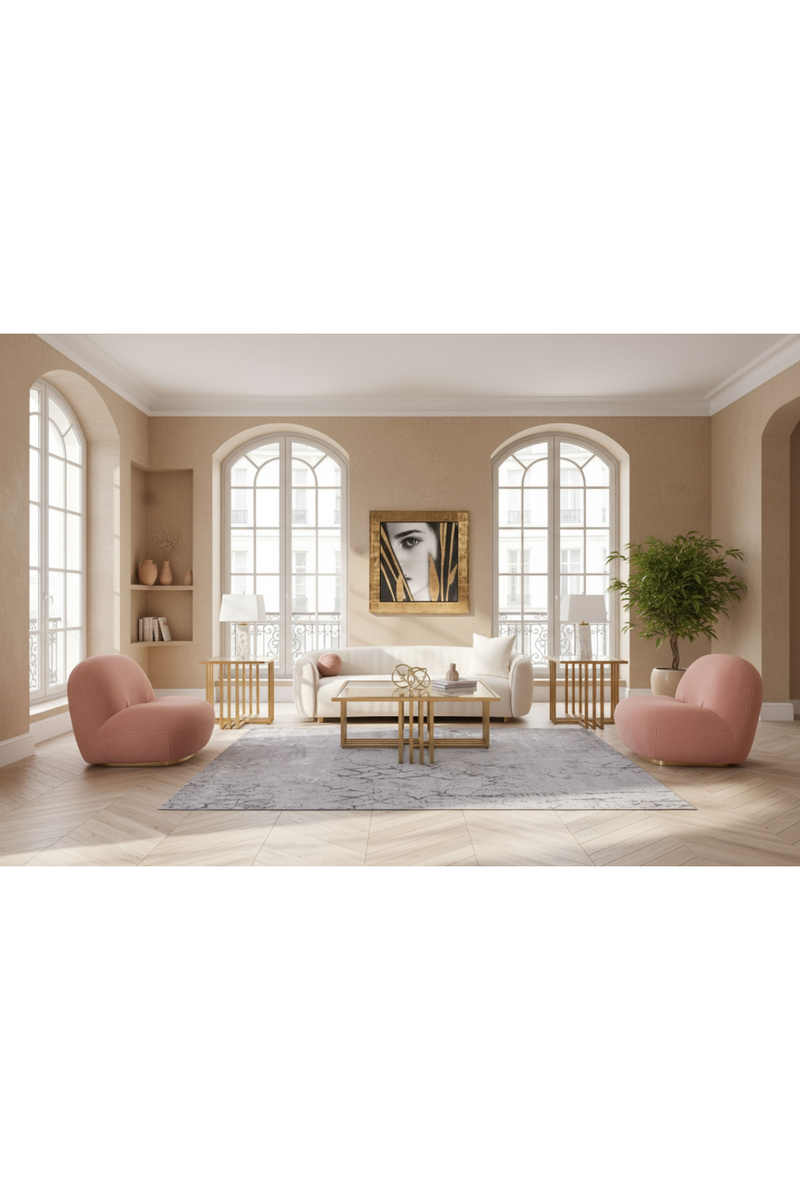 Pink Piped Cream Sofa | OROA Modern Winfree | Oroatrade.com