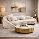 Beige Patterned Fabric Sofa | OROA Modern Gentle