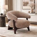 Tan Curved-Back Accent Chair | OROA Modern Kirby | Oroatrade.com