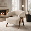 Ash Framed Beige Accent Chair | OROA Modern Brock | Oroatrade.com