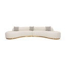 White Curved Sofa with Beige Pillows | OROA Modern Frontier