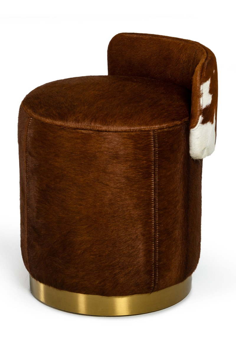 Brown Cowhide Leather Ottoman | OROA Modern Belvista