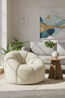 White Sherpa Tufted Swivel Chair | OROA Modern Vera | Oroatrade.com