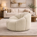 White Sherpa Tufted Swivel Chair | OROA Modern Vera