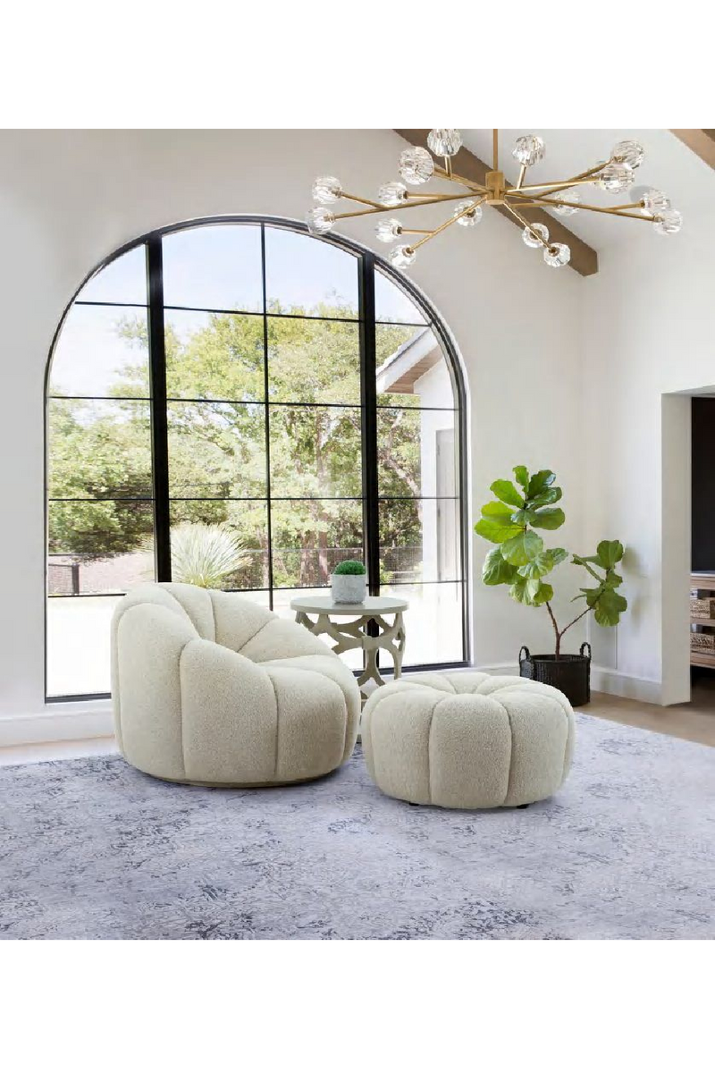 Central-Tufted White Sherpa Ottoman | OROA Modern Gadson | Oroatrade.com